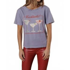 NEW ALL US but first cocktails wide neck tee in purple
